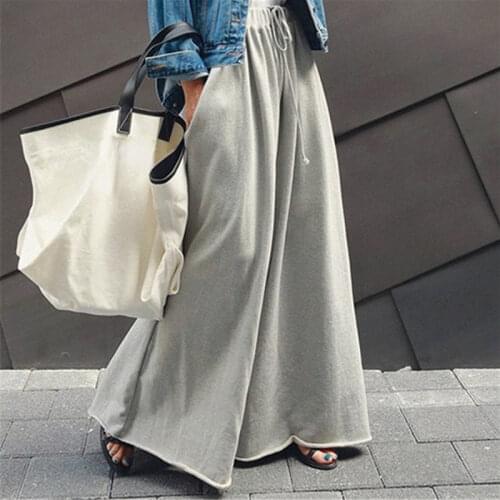 IHOBBY Wide Leg Loose Pants Elastic Waist Long Capri Pants Casual Students Fashion Cotton Hoodie Trousers Fashion