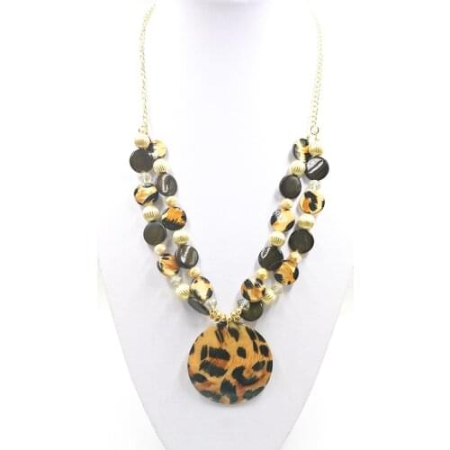 The United States vintage style Personality choker Necklace Leopard Grain big Shell pendant Chain For Women jewelry wholesale