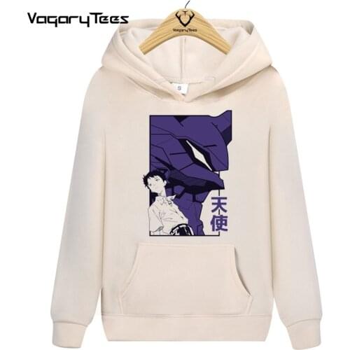 Japan Anime Evangelion eva shinji Hoodies Sweatshirts Casual Homme Hipster Male Hip Hop Streetwear Hoodie Men Manga Unisex
