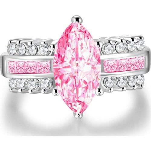 YaYI Fashion Womens Jewelry Ring Pink Zircon CZ Silver Color Engagement Rings wedding Rings Party Rings gift