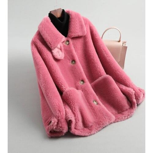 Grain fleece coat women short sheep shearing fur leather with fur loose wild jacket autumn and winter new style