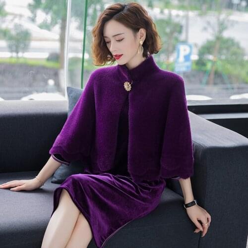 Women Winter Shawl Coat Plus Size Elegant Ladies Cardigan Coat Solid Knit Cashmere Coat Women Imitation Mink Coats Warm Phochos