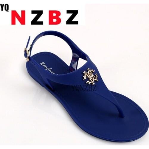 2021 New Women Sandals Summer Fashion Peep Toe Jelly Flip Flops buckle Non-slip Flat Sandals Woman sandalia feminina