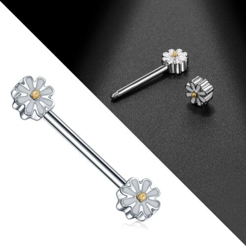 1PC Sexy Daisy Nipple Piercing Steel Shields Bars Piercing Industrielle Barbell Nipple Helix Piercing for Women Body Piercing