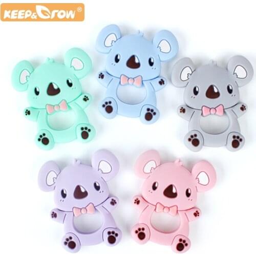 Keep&Grow 1pc Silicone Teether Animal Koala bead Food Grade BPA Free For Baby Teething Chew Charm Silicone Teether Bead Toy Gift