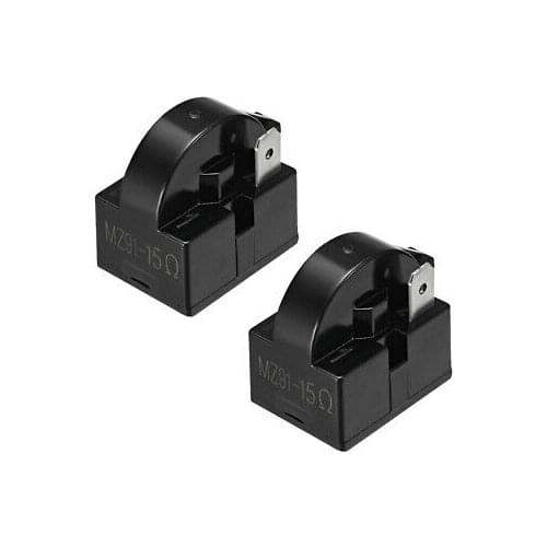 2 Pcs 15 Ohm 1 Pin Refrigerator PTC Starter Relay Black