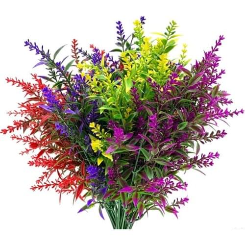 20 Bundles Mixed Artificial Lavender Flowers Plastic Fake Plants,Artificial Flowers for Outdoor Window Home Porch Decor
