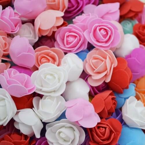 200Pcs 3.5cm Mini PE Foam Rose Artificial Flower Heads For Party DIY Wreaths Crafts Accessories Wedding Decoration Handmade flor