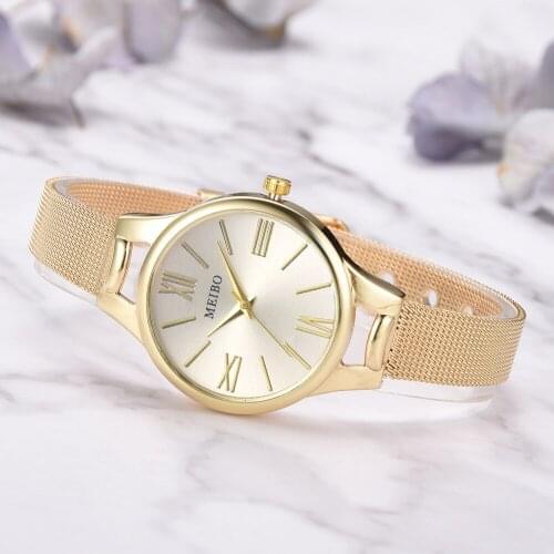 2021 New Fashion Roman Scale Decoration Elegant Alloy Mesh Strap Quartz Watch Ladies Watch Watch Women Luxury Watch