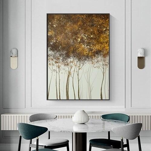 Abstract Drop Gold Dots Canvas Painting Modern Poster Print Creative Tree Wall Art Picture for Living Room Fashion Cuadro Decor
