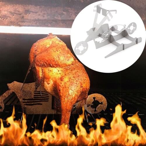 American Portable Stainless Steel Chicken Rack, Interesting Skull Shape Rack, Camping Accessories, Family Party Turkey Dinner Pl