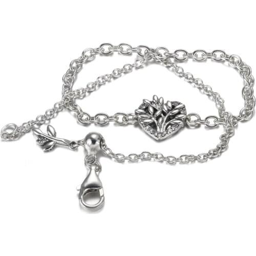 Authentic S925 Silver Heart Family Tree Bracelet for Women Girl Lady Gift