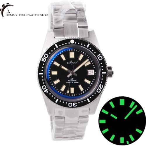 Heimdallr 62MAS Automatic Watch Men NH35A Mechanical Diver Watch 300m Water Resistant Watches Vintage Sharkey Luminous Dial