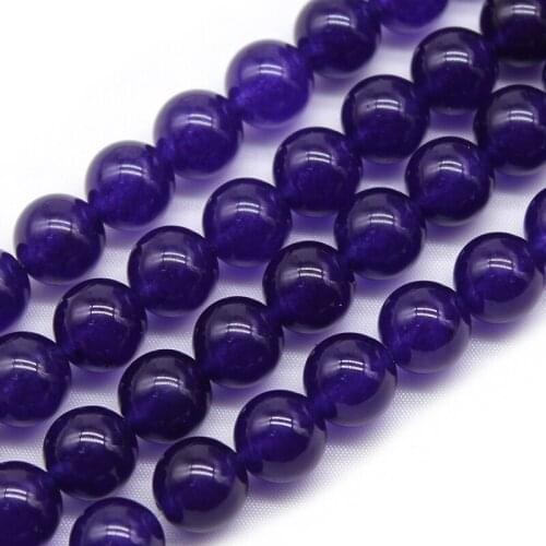 Natural Dark Purple Chalcedony Stone Beads Loose Round Beads 4 6 8 10 12mm For Jewelry Making 15"Strand DIY Bracelet Necklace
