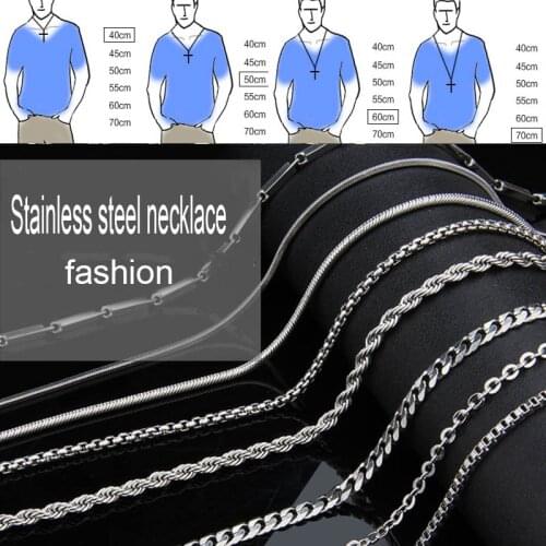 Mens Chain Necklace women Stainless Steel Fine Wave Snake Chains Jewelry Beads Female Accessories Steel color Fashion Jewellery