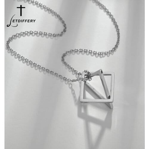 Letdiffery Simple Style Women Triangle Pedant Stainless Steel Necklace Sweater Chain Party Gifts