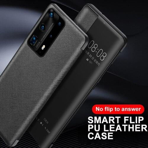 Flip Cover for Huawei P40 Pro Case Smart Touch View Cross texture Flip Leather Case for Huawei P 40 Pro Protector Case Shell