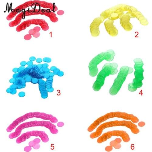MagiDeal Top Quality 100Pcs PRO Count Bingo Poker Chips Markers for Classroom Carnival Bingo Games Cards 3cm 6 Colors Wholesale