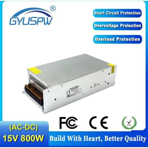 Switching Power Supply Transformer Ac 110V 220V to Dc 15V 53.3A 800W Adjustable Power Adapter For Engraver Machine Tool