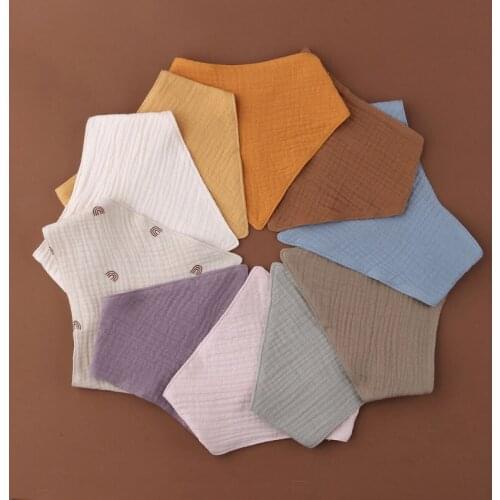 Baby Infant Cotton Bibs Newborn Solid Color Triangle Scarf Feeding Saliva Towel Bandana Burp Cloth Boys Girls Shower Gifts