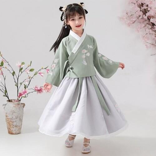 2PCS Girls Han FuDramaturgic Dress Suit Chinese Traditional Ancient Student Costume For Baby and Girl Theatrical Robe Dande Wear