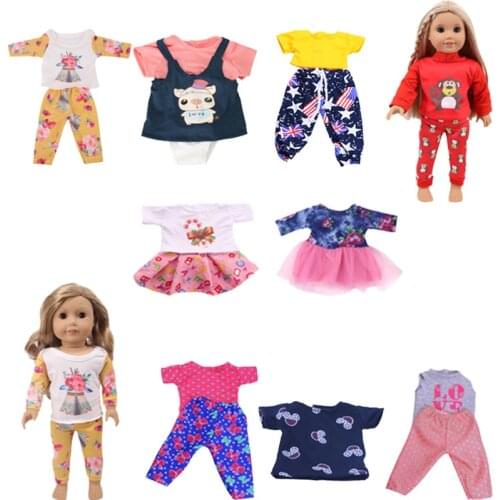 9 Set Beautiful Doll Clothes Dress & Two Piece Suit For 18 Inch Dolls And New Born Baby Generation Birthday Girls Toy Gifts