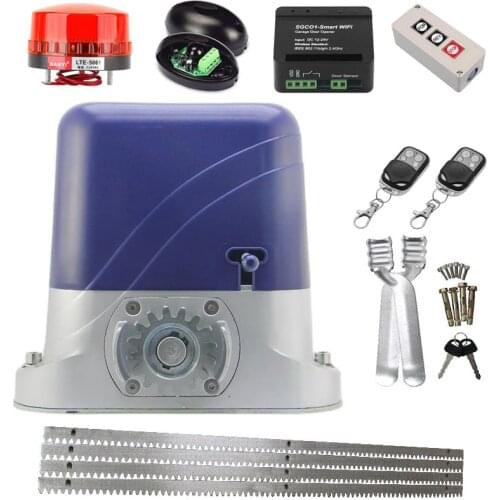 500KG Access Control Kit Automatic Sliding Gate Opener Engine with 4M Steel Racks Remote Control Sliding Door Motor Kit Actuator