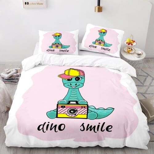 Cartoon Dinosaurs Duvet Cover Sets Cute Bedding Set Queen King Full Size Dino Roar Comforter Cover Set Kids Bed Cover No Linens