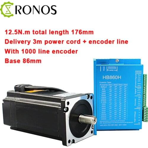 Nema 34 12.5N.m Closed Loop Stepper Motor Kit HB860H + 86HB250-156B Hybird Servo Driver 86 2 Phase Stepper Motor