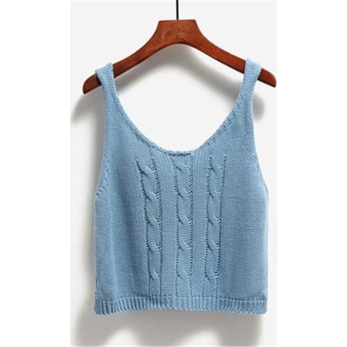 Korean All-match Short Style Womens Tide Fashion Elegant Streetwear Sleeveless Sweaters Sweater Vest Women Solid Simple Outwear