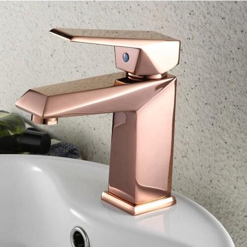 Rose Gold Plated style brass fauct water tap,Art short bathroom wash basin faucet mixer,Antique copper toilet sink basin faucet