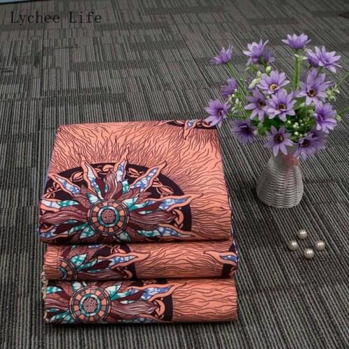 Lychee Life 1Yard Polyester Flower Prints Batik Fabric Real Wax Fabric Patchwork Diy Sewing Dress Cloth Accessories