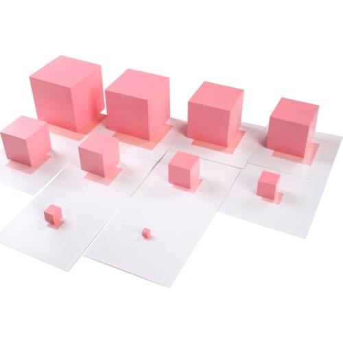 Montessori Materials Pink Tower Solid Wood Cube Early Childhood Education Preschool Kids Toys For Children Day Gift Wooden Toys