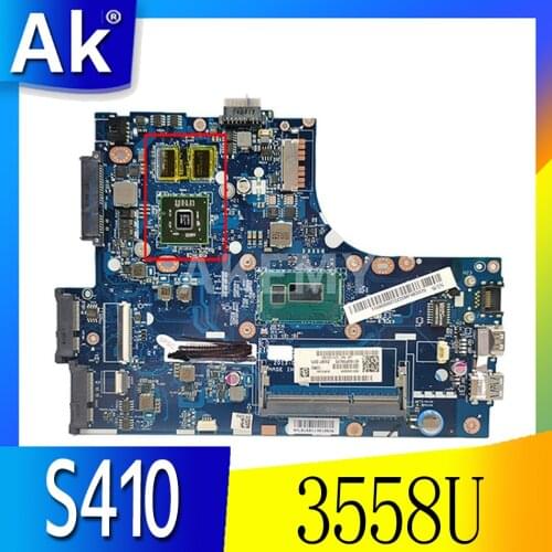 Akemy S410 Mainboard For Lenovo ideapad S410 LA-A321P Laptop Motherboard S410 Mainboard Test with 3558U cpu + GPU