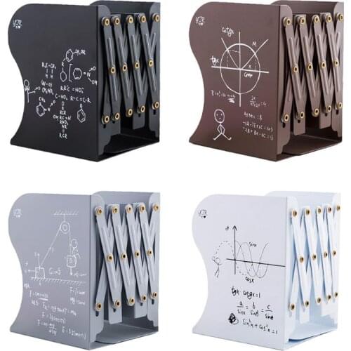 Metal Retractable Bookends Support Stand Holder Shelf Adjustable Bookrack Organizer School Office Supplies