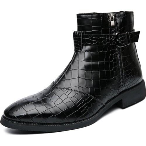 New Mens PU Leather Fashion Shoes Low Heels Tassel Shoes Brock Dress Shoes Retro Classic Spring Boots Mens Casual Short Boots