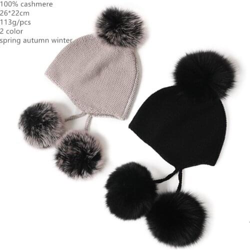Naizaiga 100% cashmere Dome cute fur ball hat warm and soft removable fur ball female hat , SN750