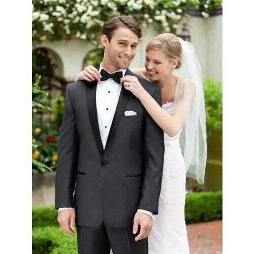 ANNIEBRITNEY Dark Grey 2 Piece Slim Fit Men Formal Suit Tailor Made Groom Wedding Tuxedo 2 Piece Prom Wedding Business Men Suit