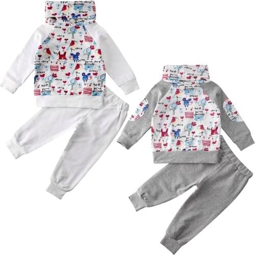 Toddler Gril Clothes 2019 Casyal Toddler Kids Baby Girl Tops Graffiti Sweatshirt Pants Leggings Outfits Clothes Tracksuit
