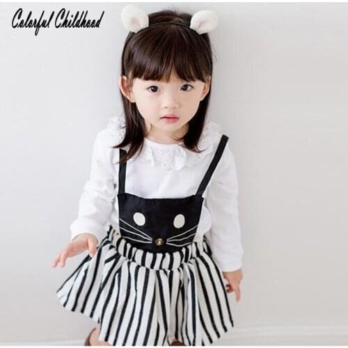 Baby Girls Dress Lovely Car Pattern Embroidery Condole Belt Dress Infant Autumn Winter Match Stripe Overalls Childrens Clothing