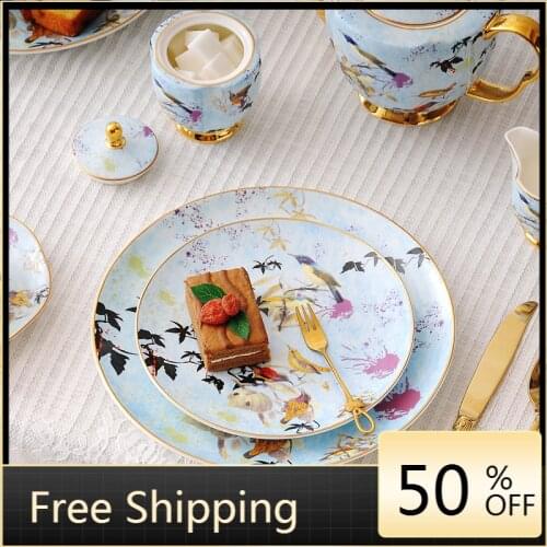 Luxury Dinner Plate Set Porcelain Porcelain Plates Dinner Serving Japanese Ceramic Bone China Vaisselle Cuisine Dinnerware Set
