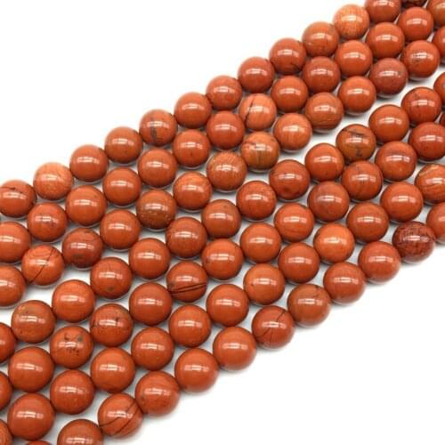 Hand Made 37-38cm/string Natural Stone Red Jaspers Smooth Round Bead 6 mm 8 mm 10 mm 12 mm For DIY Jewelry Making Supplies