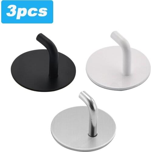 Kitchen Bathroom Accessories Self-Adhesive Wall Hooks Hangers Stainless Steel Hooks Towel Key Umbrella Kitchenware Storage Hook