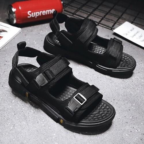 Summer Mens Sandals Open Toe Webbing Breathable Velcro Casual Sandals Comfortable Non Slip Large Size Dual Purpose Beach Shoes