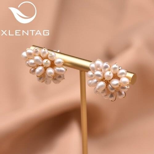 XlentAg Natural Fresh Water White Pearl Stud Earrings For Women Girl Minimalist Luxury Handmade Jewelry Boucle D’Oreille GE0660