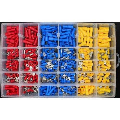 480PCS Mixed Assorted Lug Kit Crimp Connectors Insulated Electrical Crimp Terminals with 30 Sizes Electrical Wire Connector Set