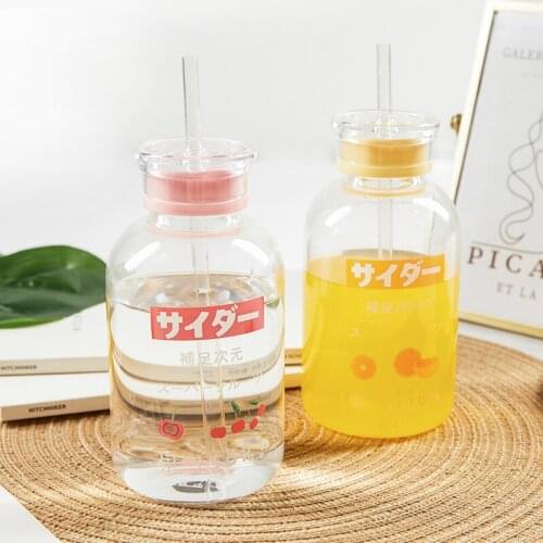 Glass Fruit Water Bottle with Cover with Straw Simple Lovely Watermelon Lovers Cup The Seal Is So Good Funny Pattern Coffee Cup