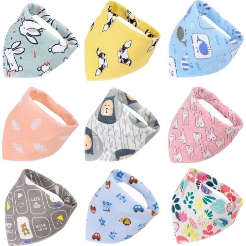 27 Styles Newborn Bibs Cotton Triangle Double Bandana Bibs Cartoon Print Saliva Towel Baby Bibs Suitable Summer Baby Accessories
