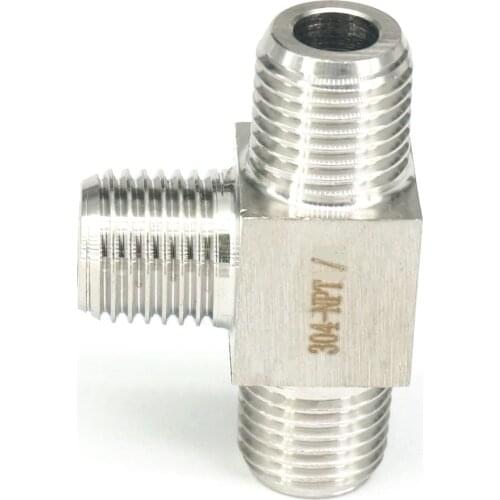 1/8" NPT Male 304 Stainless Steel Tee 3 Way Pipe Fitting Water Gas Oil 200 Bar
