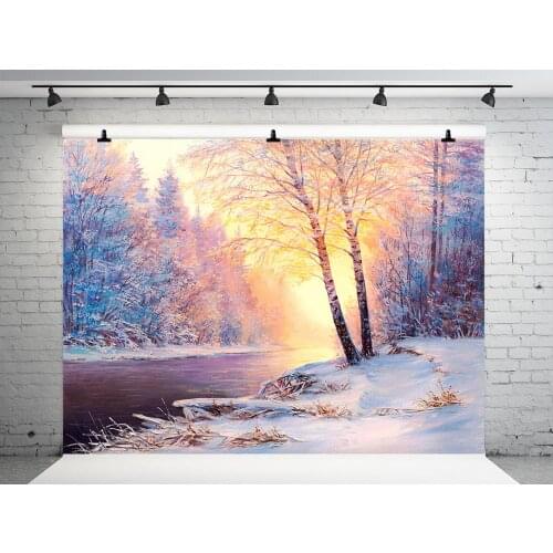 VinylB 10x10ft Winter Photography Backgrounds Tree Photo Backdrops Sunshine Snowfield Winter Backdrops For Children Photo Studio